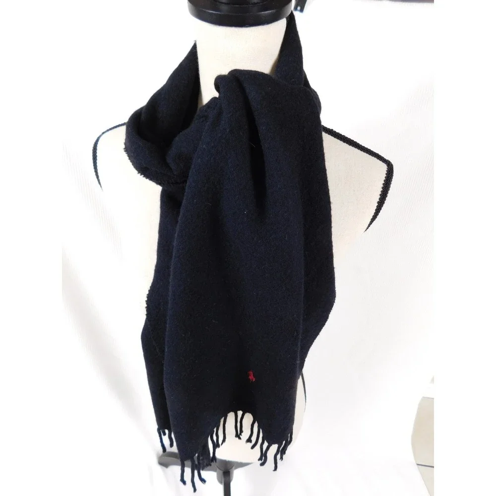 Vintage Ralph Lauren Polo Lambs-wool Blend Black Scarf